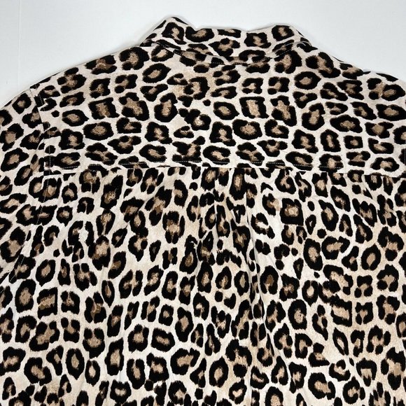 Chicos Petites Button Down Blouse Size 2P / PL Modal Blend Leopard Animal Print - Picture 10 of 11